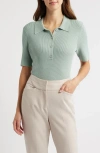 Tahari Asl Rib Polo In Dusty Aqua