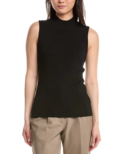 Tahari Asl Ribbed Knit Top In Black