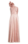 Tahari Asl Rosette One-shoulder Ball Gown In Rose