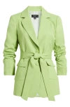 Tahari Asl Ruched Sleeve Belted Jacket In Fern