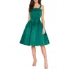 Tahari Asl Ruffle Pleated Fit & Flare Cocktail Dress In Green