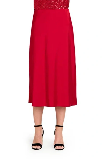 Tahari Asl Satin Maxi Skirt In Burgundy