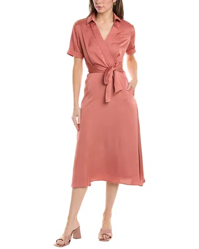 Tahari Asl Satin Tie-waist Midi Dress In Pink