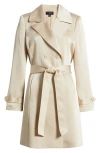 Tahari Asl Satin Trench Coat In Sand