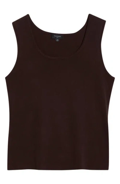 Tahari Asl Scoop Neck Sweater Tank In Brown