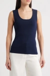 Tahari Asl Scoop Neck Sweater Tank In Navy