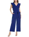 Tahari Asl Flutter Sleeve Wide Leg Jumpsuit In Blue