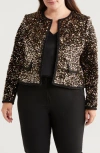 Tahari Asl Sequin Open Front Jacket In Gold Black