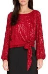 Tahari Asl Sequin Top In Gold