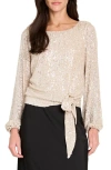 Tahari Asl Sequin Top In Neutral