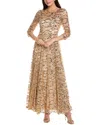Tahari Asl Sequin Tulle Gown In Metallic