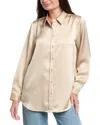 Tahari Asl Satin Button-up Shirt In Neutral