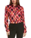 Tahari Asl Satin Button-up Top In Purple