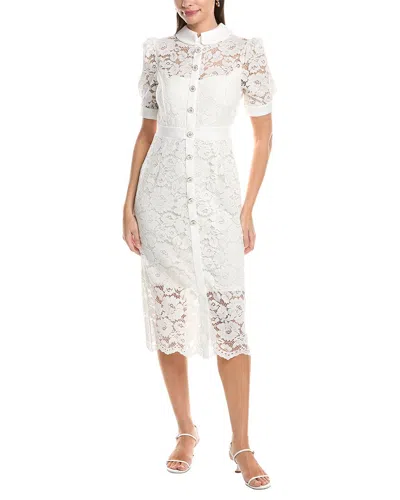 Tahari Asl Short Sleeve Lace Midi Dress In White