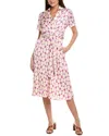 Tahari Asl Polka Dot Short Sleeve Faux Wrap Shirtdress
