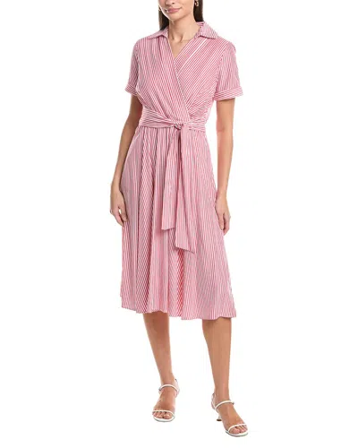 Tahari Asl Short Sleeve Midi Dress In Pink