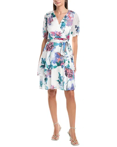 Tahari Asl Short Sleeve Mini Dress In Multi