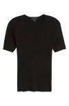 Tahari Asl Women's Crewneck Short-sleeve T-shirt Sweater In Black