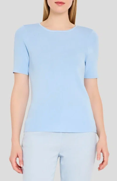 Tahari Asl Short Sleeve Sweater In Blue