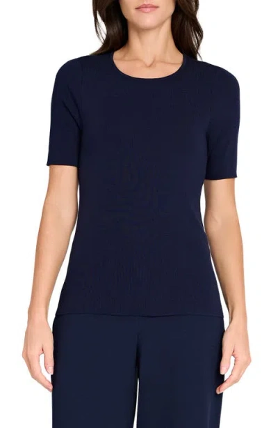 Tahari Asl Short Sleeve Sweater In Blue