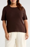 Tahari Asl Short Sleeve Sweater In Brown