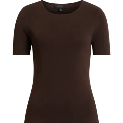 Tahari Asl Short Sleeve Sweater In Brown