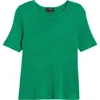 Tahari Asl Short Sleeve Sweater In Emerald