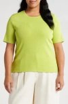 Tahari Asl Short Sleeve Sweater In Lime