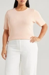 Tahari Asl Short Sleeve Sweater In Parfait