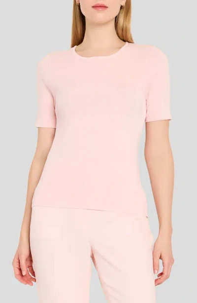 Tahari Asl Short Sleeve Sweater In Pink
