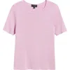 Tahari Asl Short Sleeve Sweater In Pink Macaroon