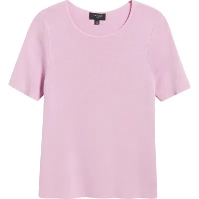 Tahari Asl Short Sleeve Sweater In Pink Macaroon