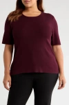 Tahari Asl Short Sleeve Sweater In Purple