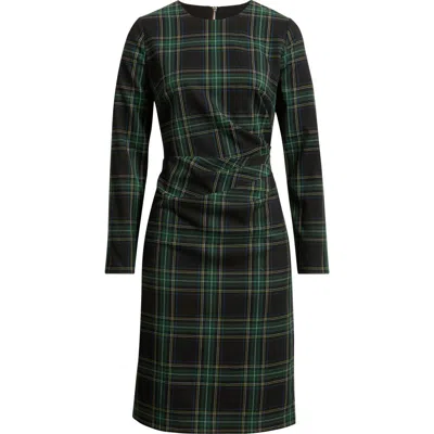 Tahari Asl Side Drape Long Sleeve Dress In Multi