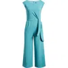 Tahari Asl Side Knot Scuba Crepe Jumpsuit In Eucalyptus