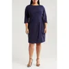 Tahari Asl Side Tie Faux Wrap Sheath Dress In Midnight Navy