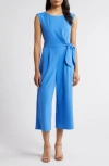 TAHARI ASL SIDE TIE SCUBA CREPE CROP WIDE LEG JUMPSUIT