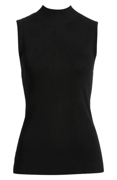 Tahari Asl Sleeveless Mock Neck Sweater In Black