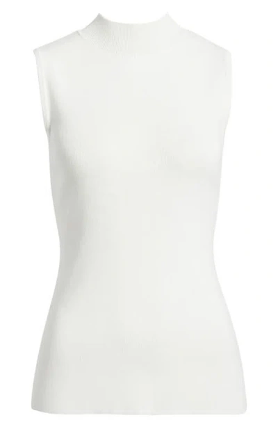 Tahari Asl Sleeveless Mock Neck Sweater In White