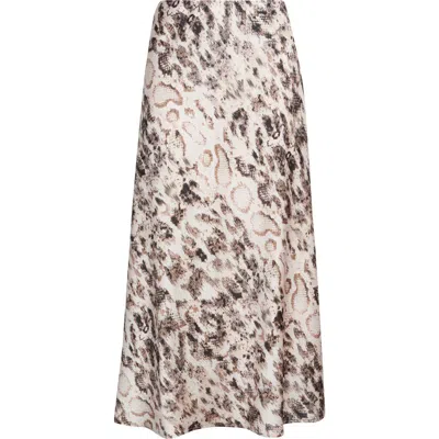 Tahari Asl Snakeskin Print Satin Maxi Skirt In Multi