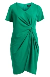 Tahari Asl Stretch Crepe Side Knot Dress In Clover