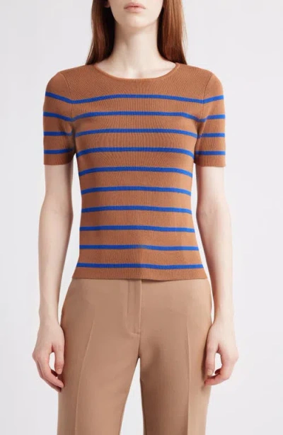 Tahari Asl Stripe Short Sleeve Sweater
