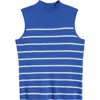 Tahari Asl Plus Size Striped Sleeveless Sweater In Pacific Blue Ivory
