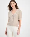 Tahari Asl Stripe-textured Knit Button-front Top, Regular & Petite Sizes