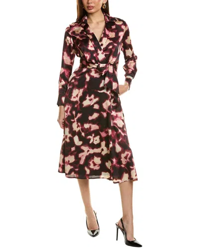 Tahari Asl Surplice Tie Waist Midi Dress In Purple