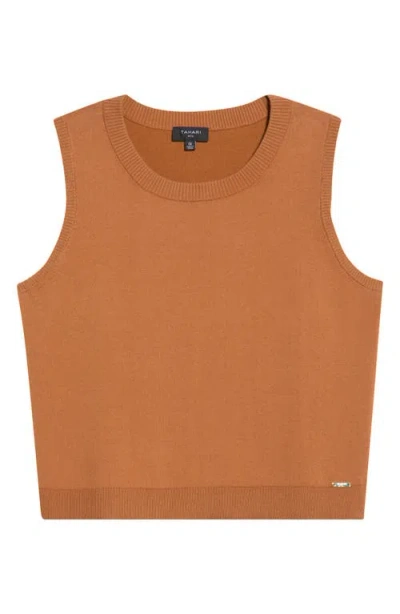 Tahari Asl Sweater Vest In Toffee