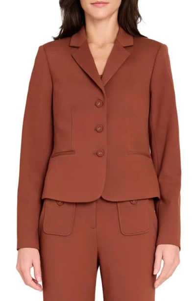 Tahari Asl Three-button Ponte Blazer In Brown