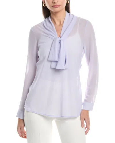 Tahari Asl Tie Neck Top In Purple