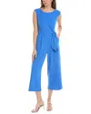 Tahari Asl Side Tie Wide Leg Jumpsuit In Blue