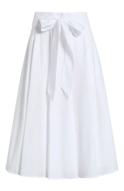 Tahari Asl Tie Waist Midi Skirt In White